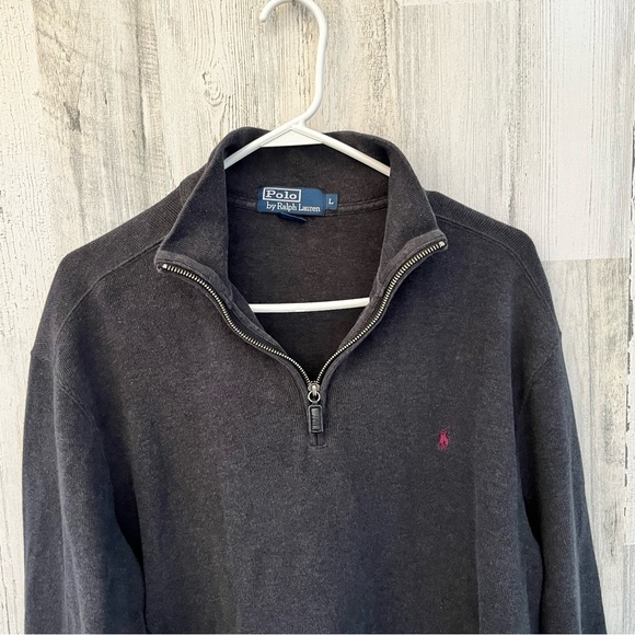Polo By Ralph Lauren Men’s 1/4 Zip Pullover Sweater Size Large 100% Cotton - Picture 2 of 5